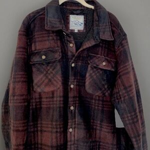 Bass Men's Fleece Shacket Shirt Jacket XL NWT Brown & Black Plaid